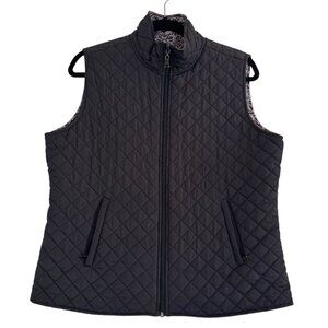 Active Studio Women's Reversible Sleeveless Black & Animal Print Vest Size L